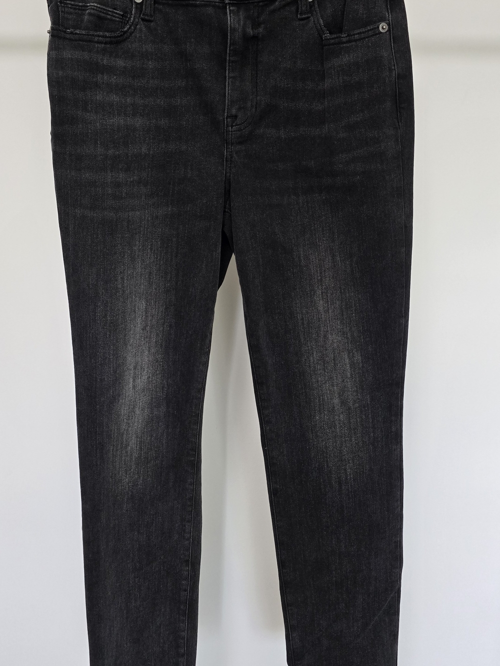 Cosmic Blue Love Women’s Skinny Jeans — Black Washed Stretch Denim